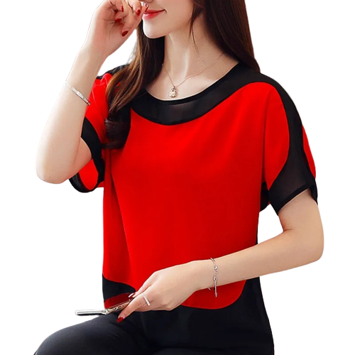 Blusa Giovanna Elegance Manga Curta - LuFe Shop